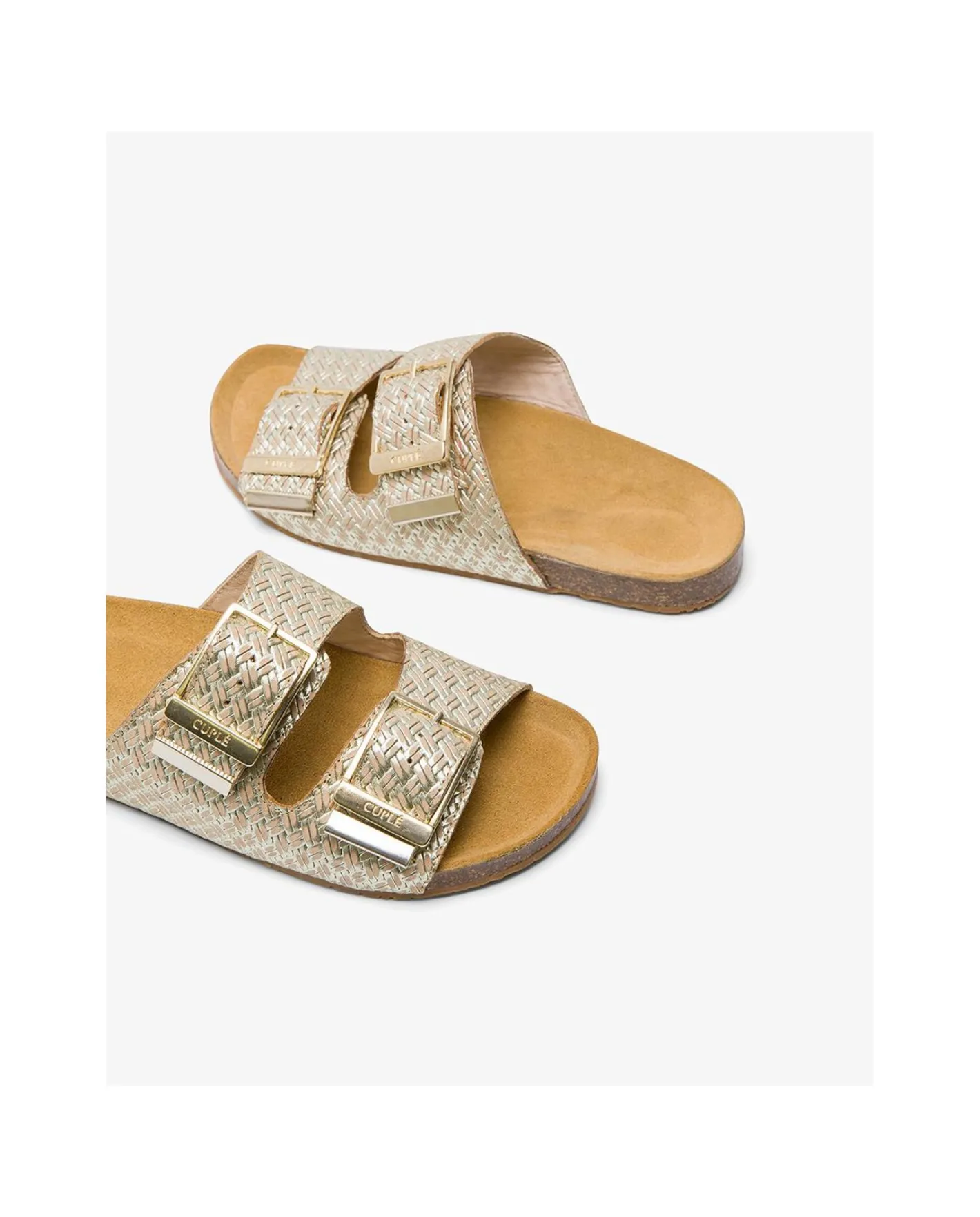 Cuplé Bio Hebillas Trenzado Oro^Mujer Sandalias