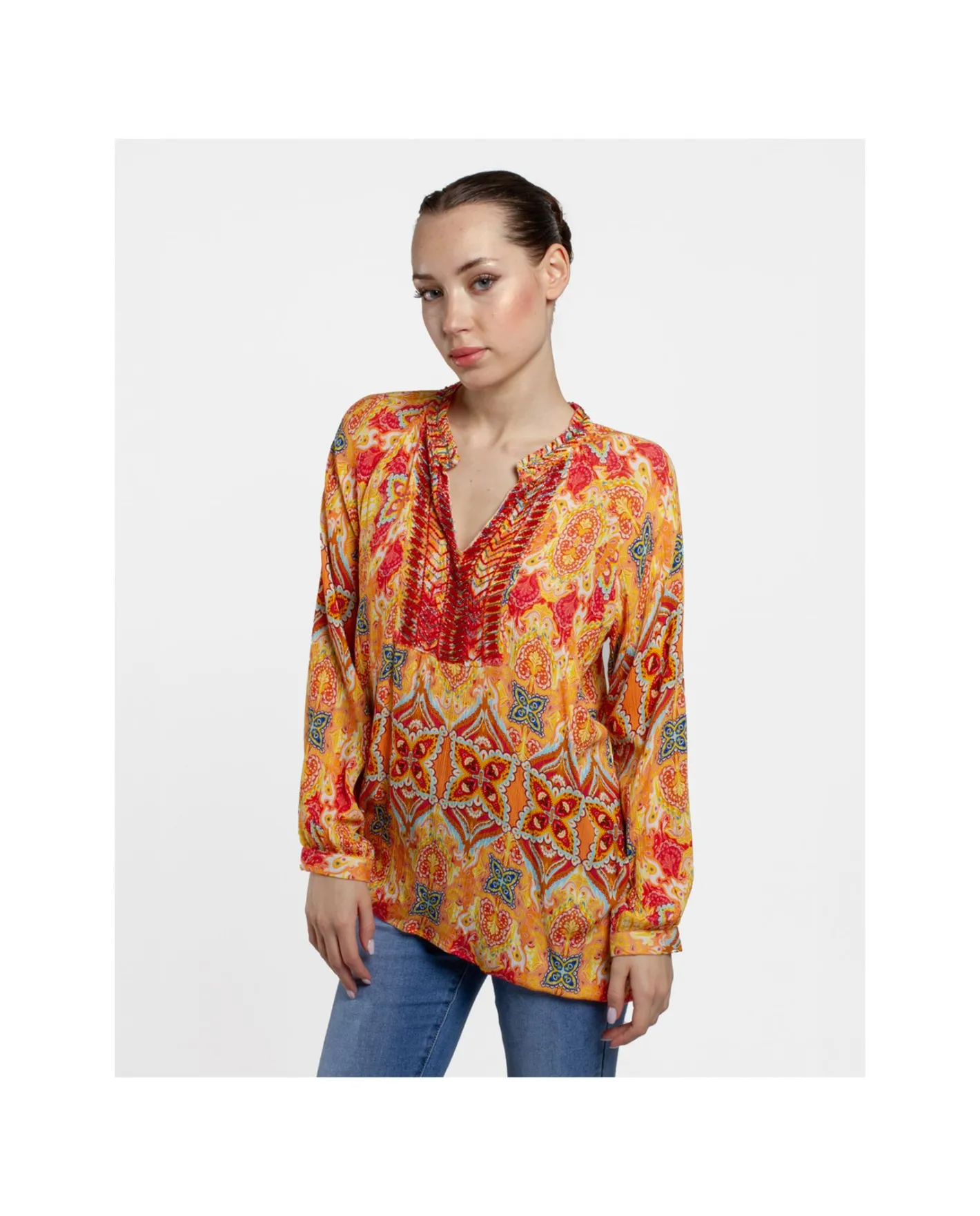 Cuplé Blusa Kaftan Crep Estampado Cachemiras^Mujer Camisas Y Tops