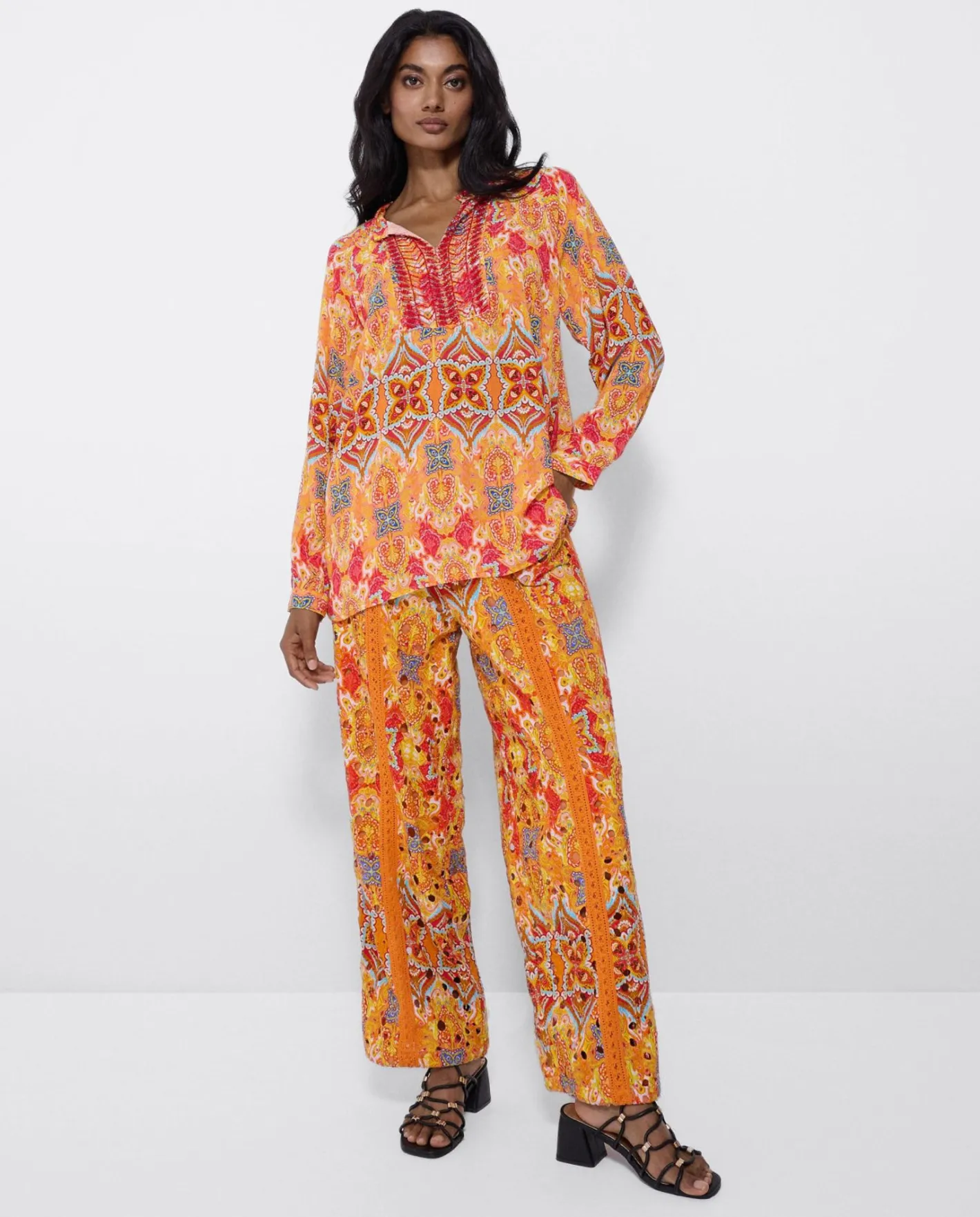 Cuplé Blusa Kaftan Crep Estampado Cachemiras^Mujer Camisas Y Tops