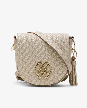 Cuplé Bolso Bandolera Borlas Piel Trenzada Oro^Mujer Bandoleras