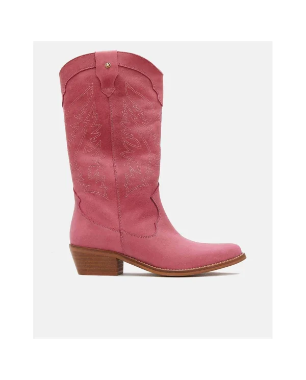 Cuplé Bota Cowboy Tacón Bajo Napa Fucsia^Mujer Botas Y Botines