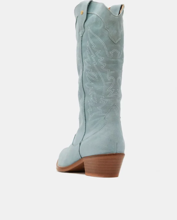 Cuplé Bota Cowboy Tacón Bajo Napa Azul^Mujer Botas Y Botines