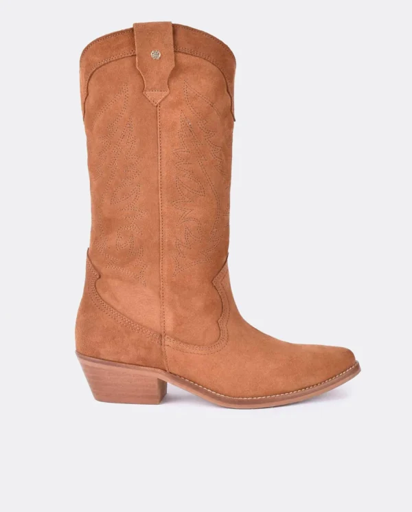 Cuplé Bota Cowboy Tacón Bajo Serraje Cuero^Mujer Botas Y Botines