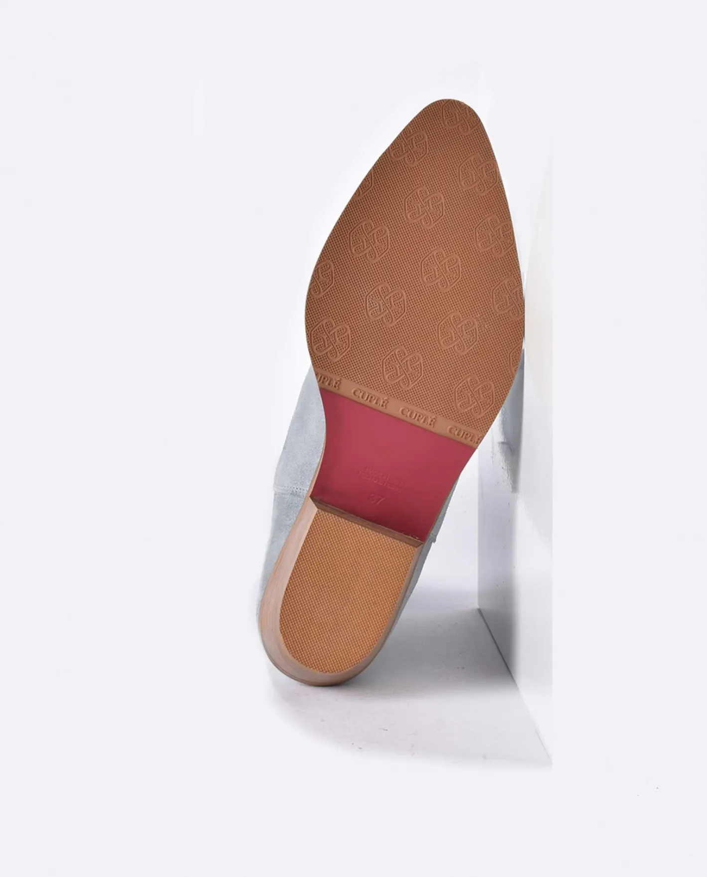Cuplé Bota Cowboy Tacón Bajo Serraje Celeste^Mujer Botas Y Botines