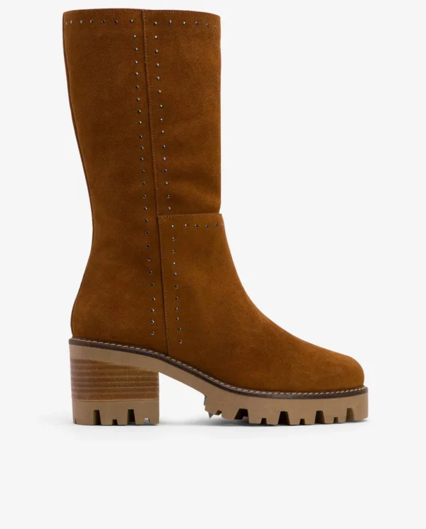 Cuplé Bota Microtachas Serraje Cuero^Mujer Botas Y Botines