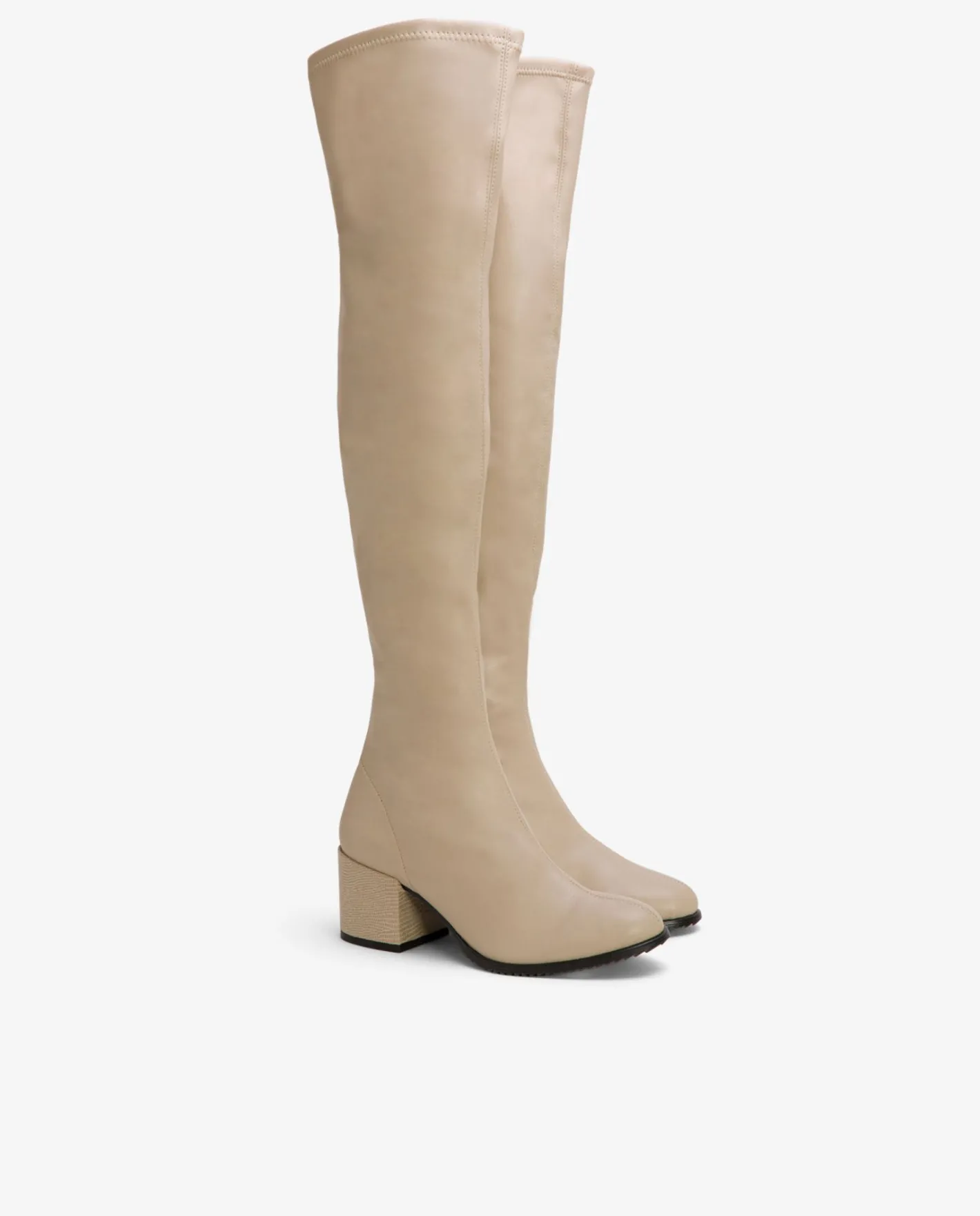 Cuplé Bota Mosquetera Strech Napa Licra Beig^Mujer Botas Y Botines