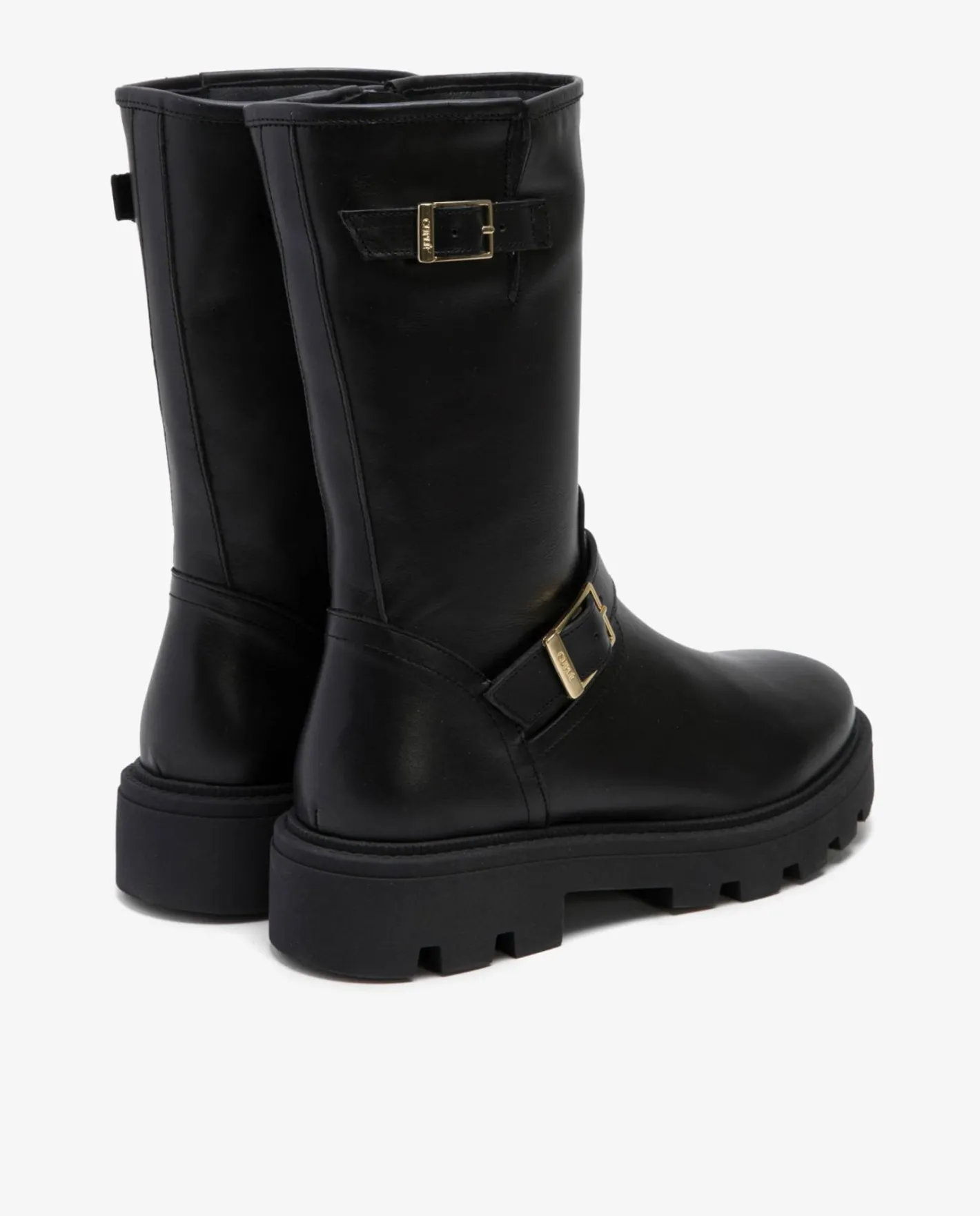 Cuplé Bota Motera Napa Negro^Mujer Botas Y Botines