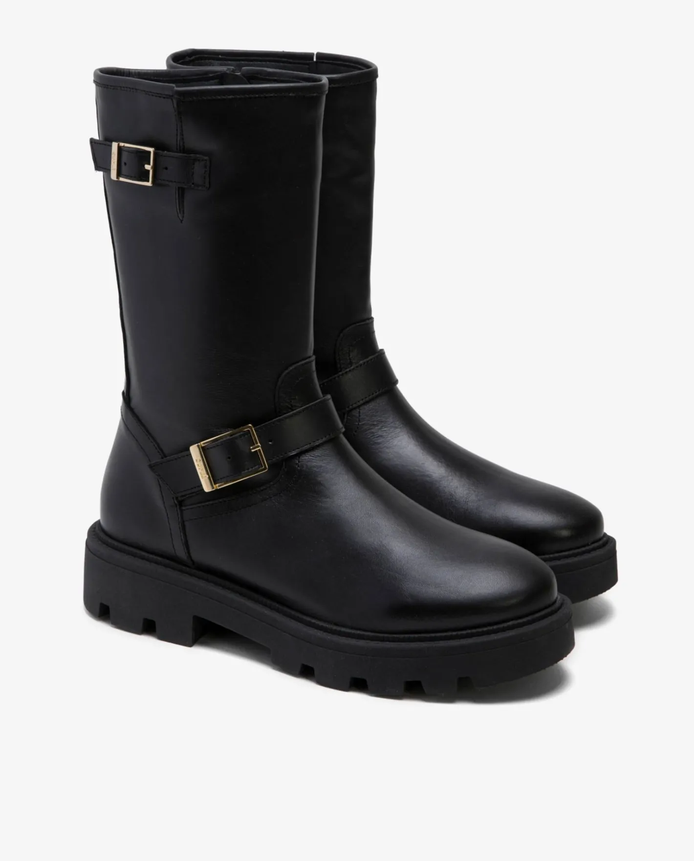 Cuplé Bota Motera Napa Negro^Mujer Botas Y Botines