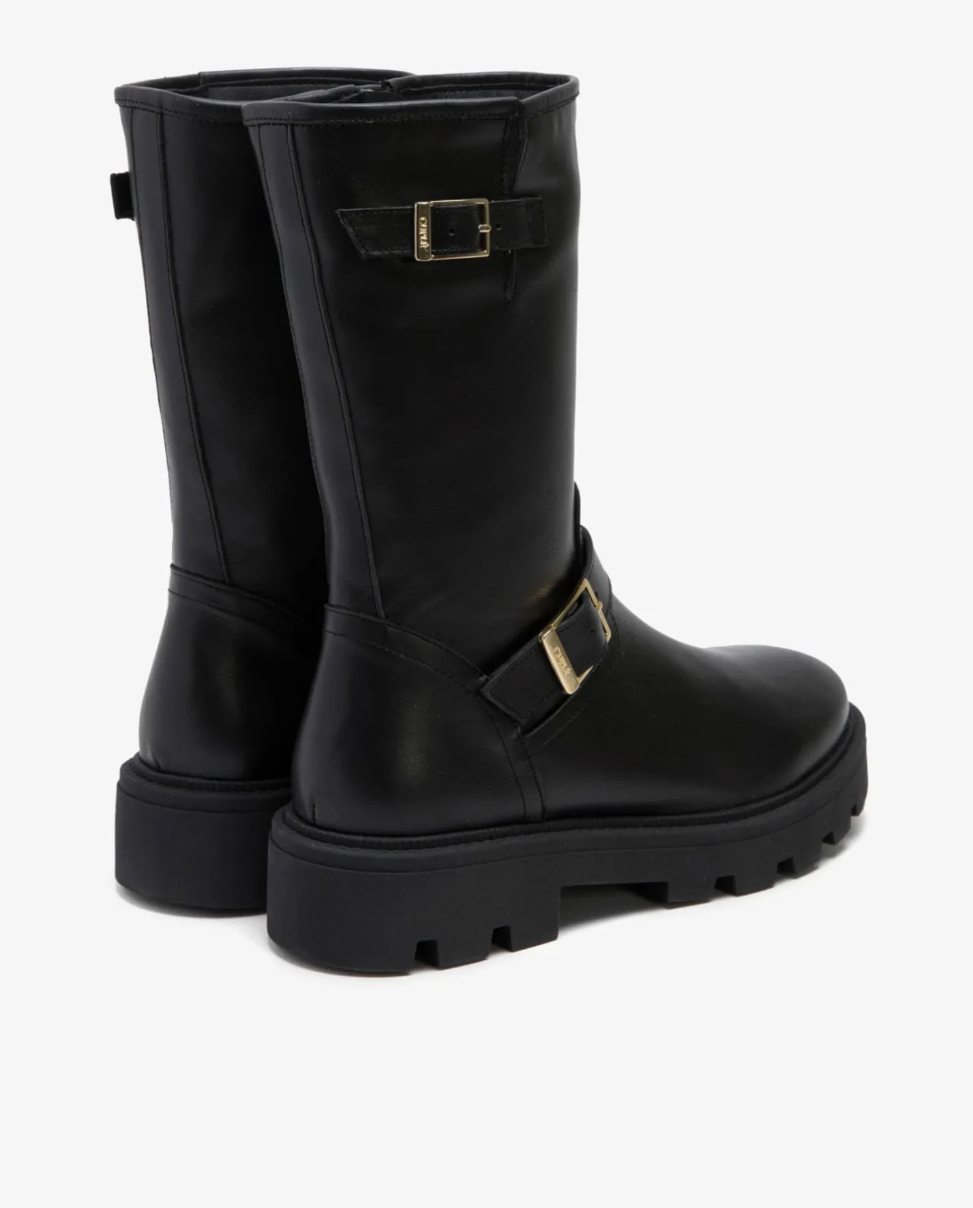 Cuplé Bota Motera Napa Negro^Mujer Botas Y Botines