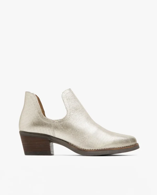 Cuplé Botin Abertura Piel Metalizado^Mujer Botas Y Botines