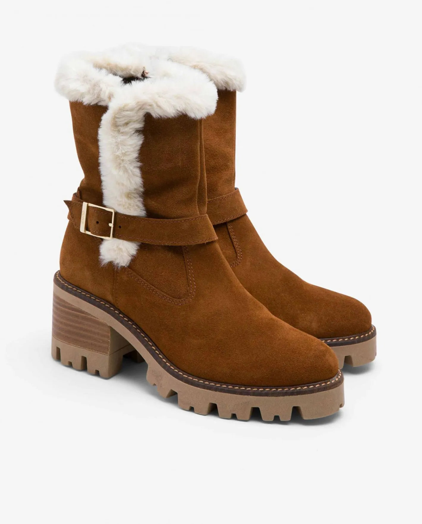 Cuplé Botin Hebilla Serraje Cuero^Mujer Botas Y Botines