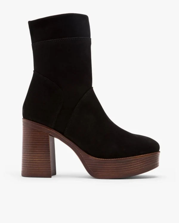 Cuplé Botin Plataforma Serraje Negro^Mujer Botas Y Botines