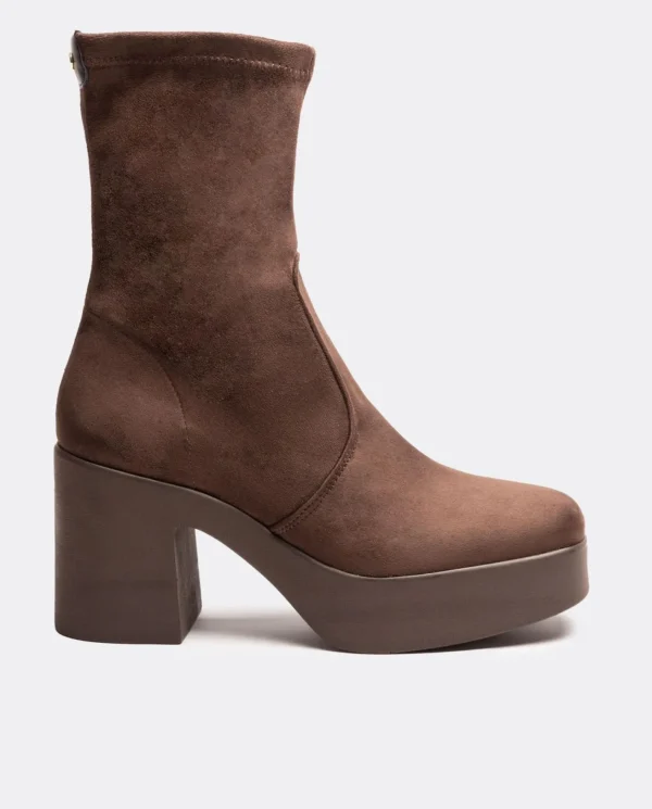 Cuplé Botin Plataforma Ultrasuede Strech Marron^Mujer Botas Y Botines