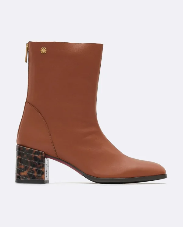Cuplé Botin Punta Cuadrada Napa Marron^Mujer Botas Y Botines
