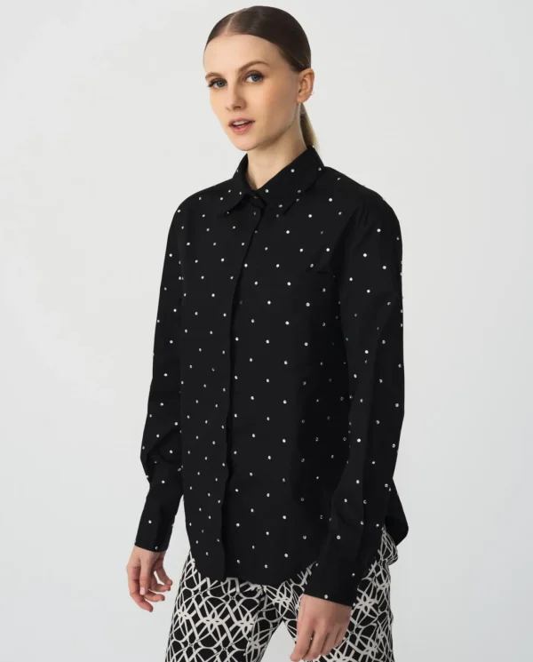 Cuplé Camisa Brillantes Algodon Negro^Mujer Camisas Y Tops