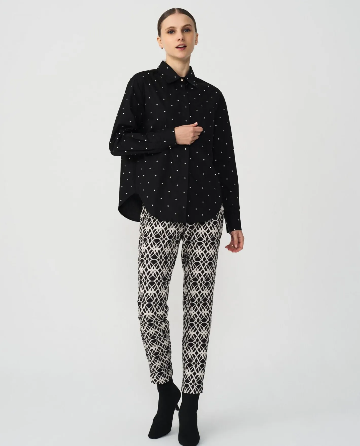 Cuplé Camisa Brillantes Algodon Negro^Mujer Camisas Y Tops