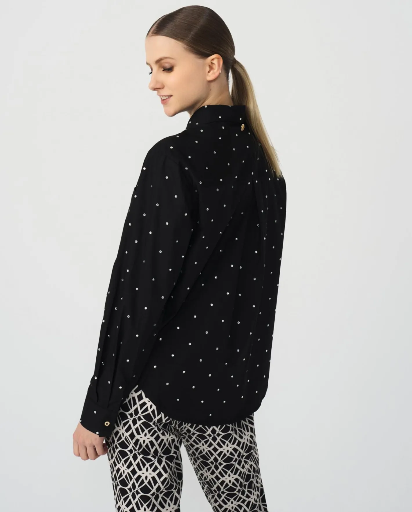 Cuplé Camisa Brillantes Algodon Negro^Mujer Camisas Y Tops