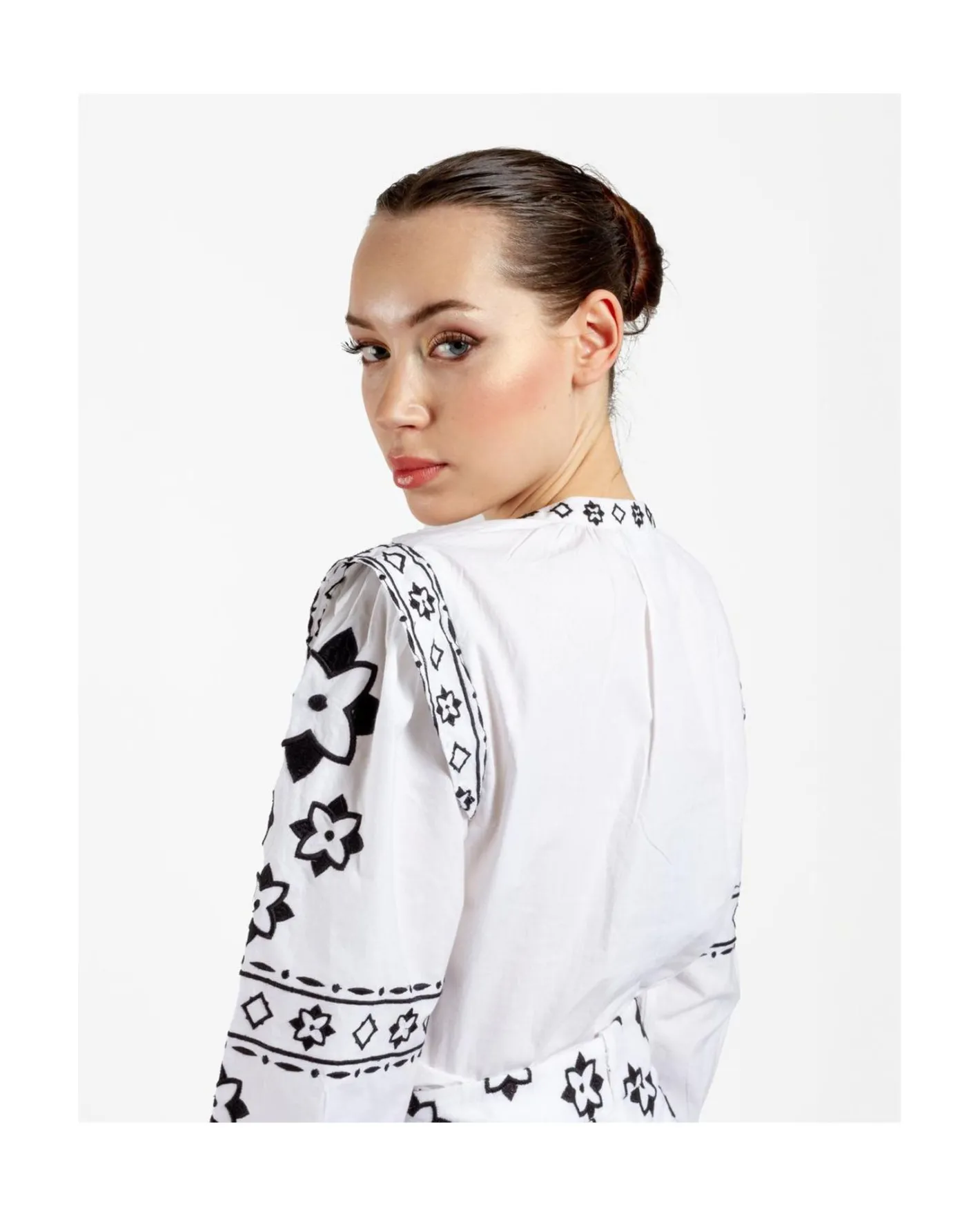 Cuplé Camisa Mangas Bordadas Algodon Blanco^Mujer Camisas Y Tops