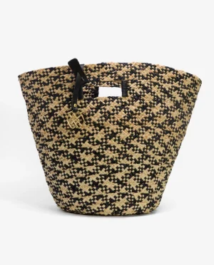 Cuplé Capazo Asa Cuadrada Rafia Negro/ Beige^Mujer Capazos