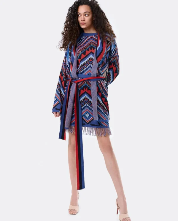 Cuplé Cardigan Etnico Punto Tricot Multicolor^Mujer Chaquetas Y Abrigos