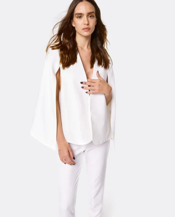 Cuplé Chaqueta Capa Crep Blanco^Mujer Chaquetas Y Abrigos