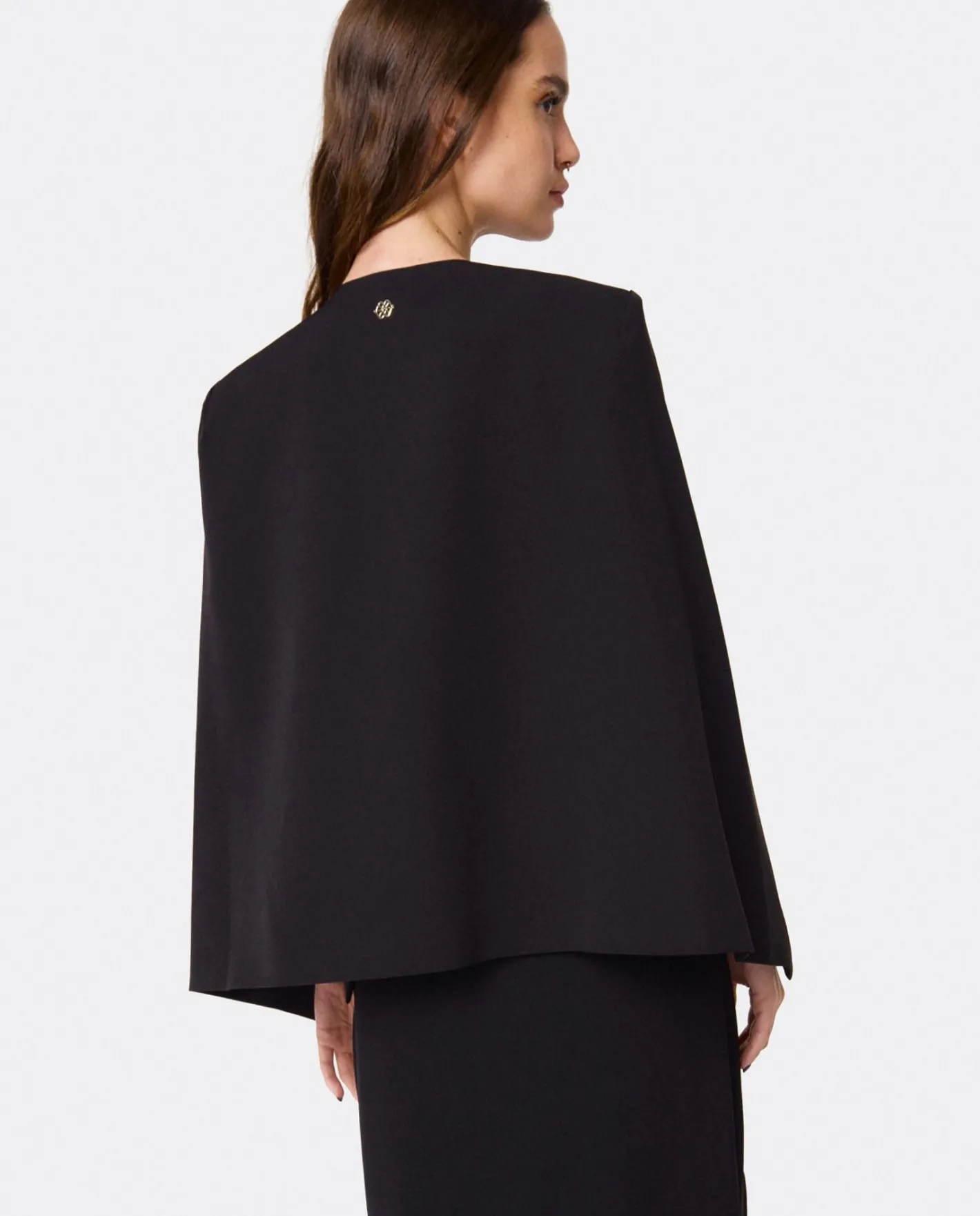 Cuplé Chaqueta Capa Crep Negro^Mujer Chaquetas Y Abrigos