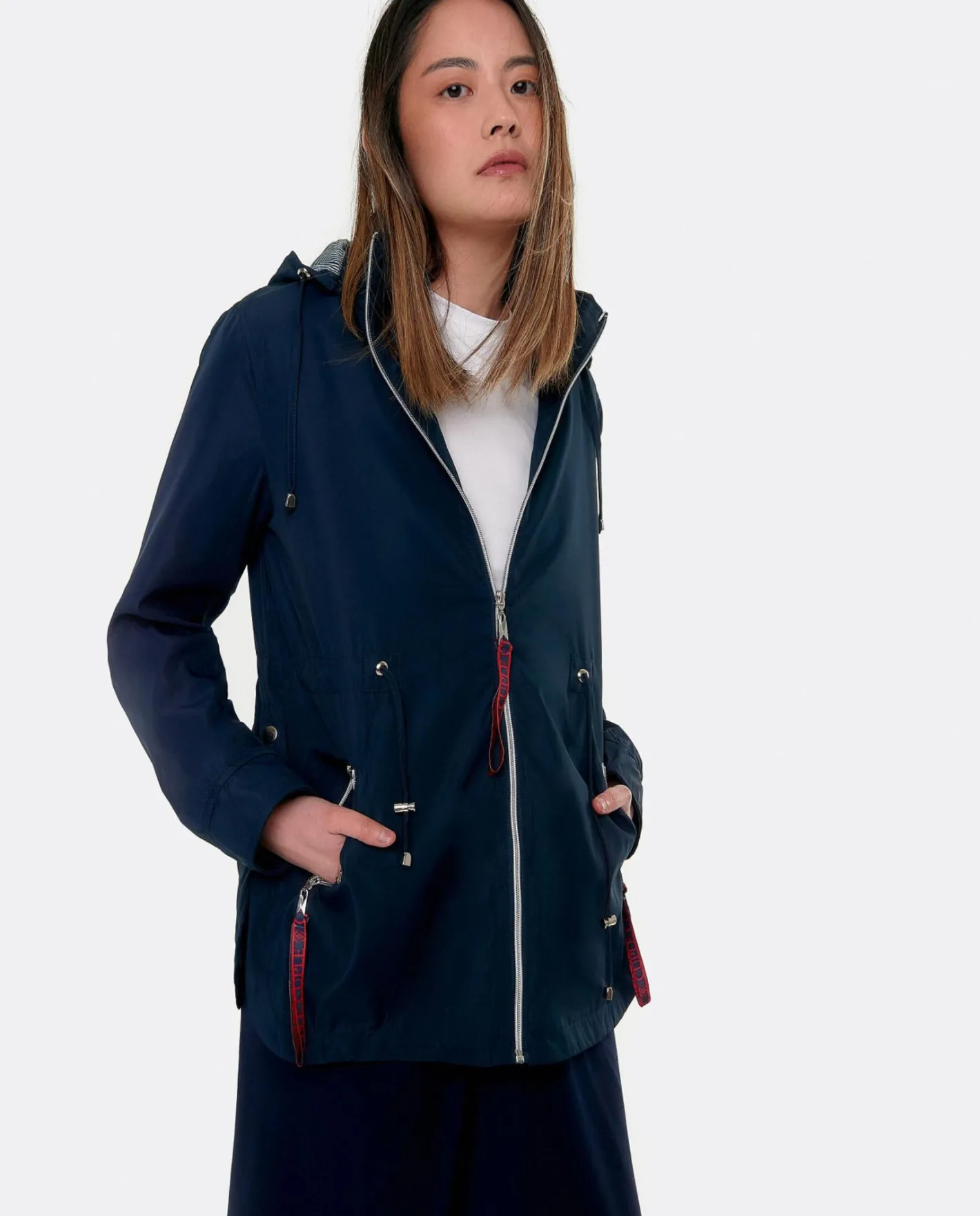 Cuplé Chaqueta Corta Con Capucha Tecnico Marino^Mujer Chaquetas Y Abrigos