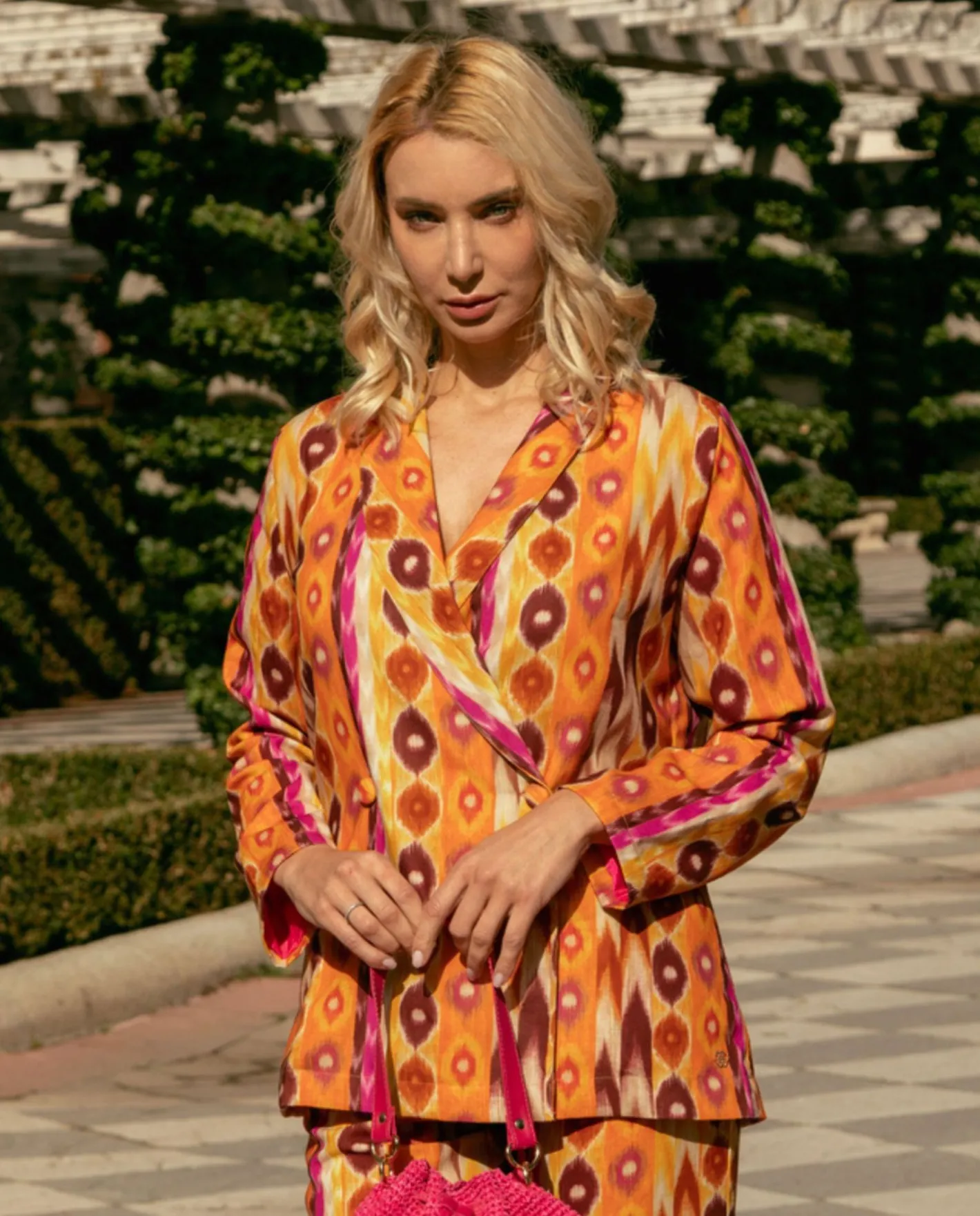 Cuplé Chaqueta Cruzada Tejido Estampado Etnico^Mujer Chaquetas Y Abrigos