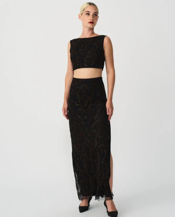 Cuplé Conjunto Top Falda Gasa Negro^Mujer Faldas
