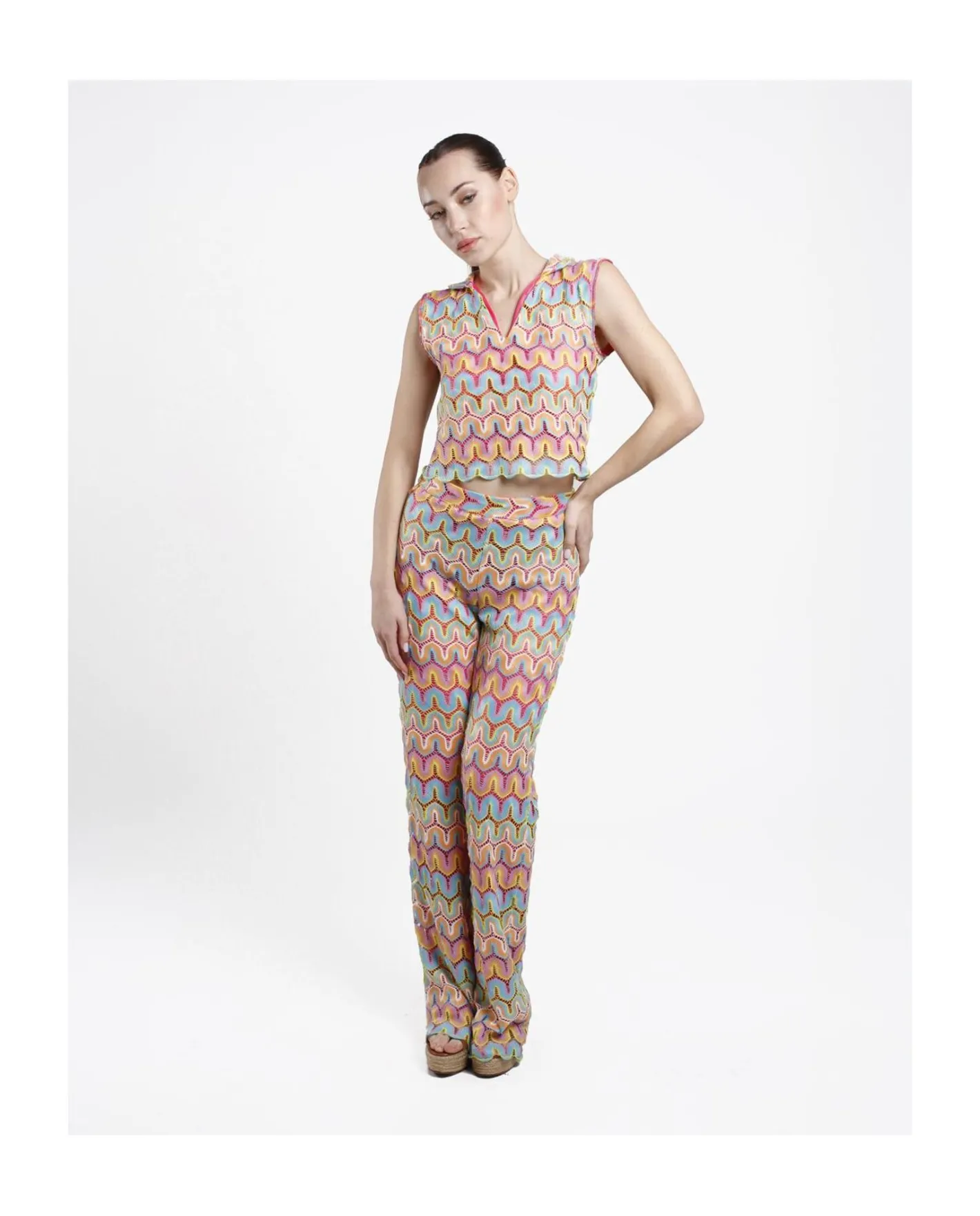 Cuplé Crop Top Crochet Multicolor^Mujer Camisas Y Tops
