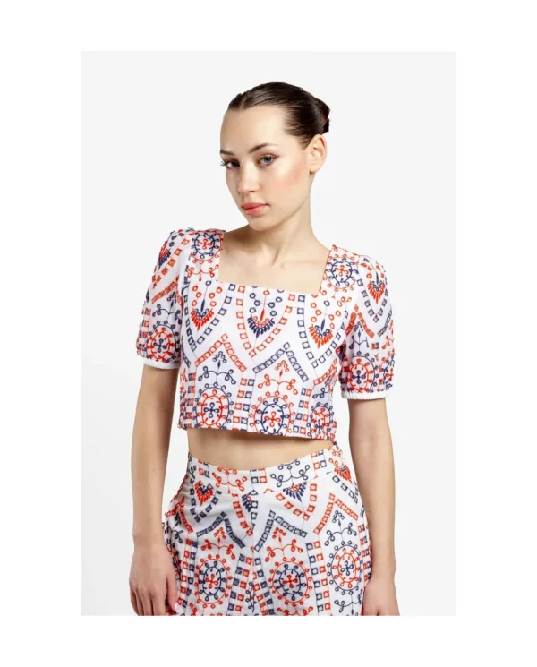 Cuplé Crop Top Manga Algodon Multicolor^Mujer Camisas Y Tops