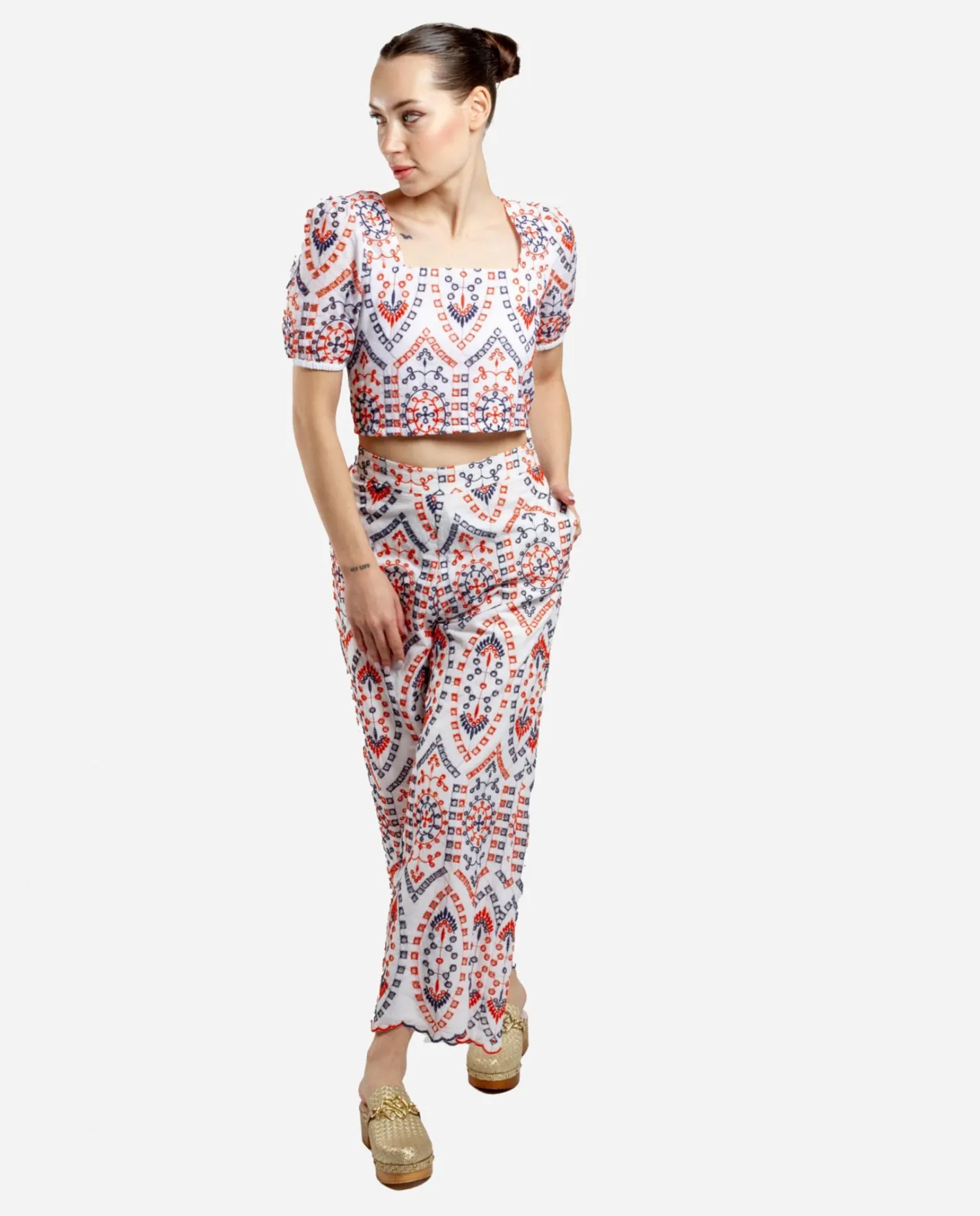 Cuplé Crop Top Manga Algodon Multicolor^Mujer Camisas Y Tops