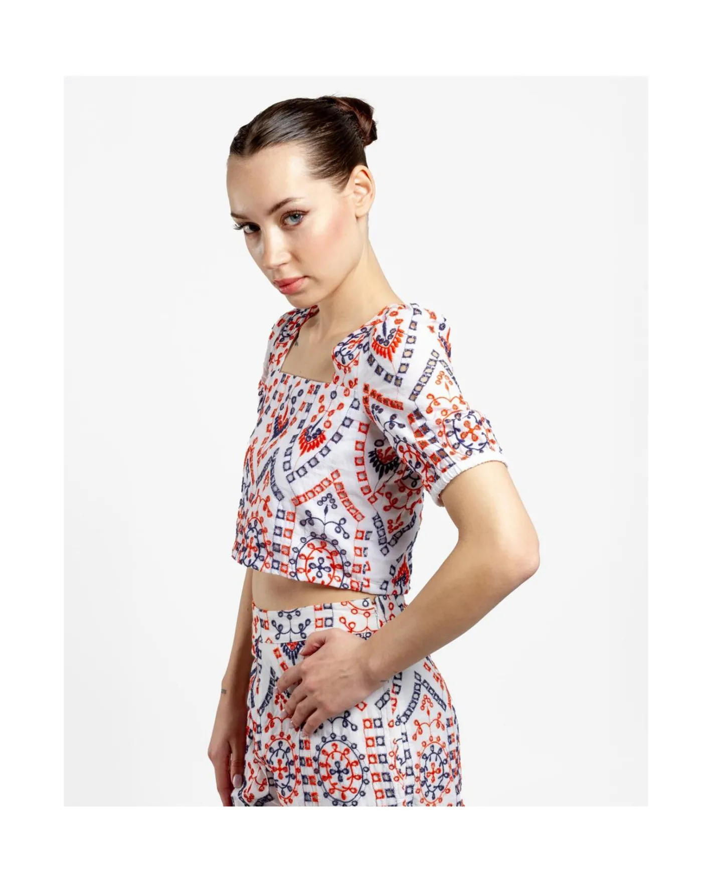 Cuplé Crop Top Manga Algodon Multicolor^Mujer Camisas Y Tops