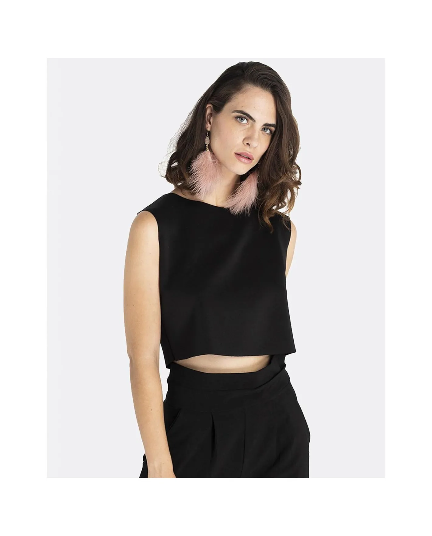 Cuplé Cropt Top Neopreno Negro^Mujer Camisas Y Tops