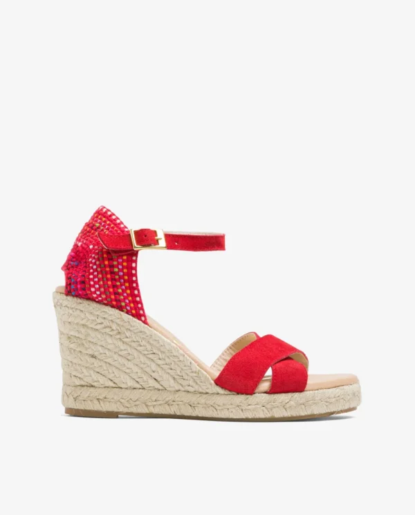 Cuplé Cuna Cruzada Talon Serraje Rojo^Mujer Cuñas