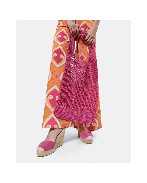 Cuplé Cuna Yute Con Cintas Serraje Fucsia^Mujer Cuñas