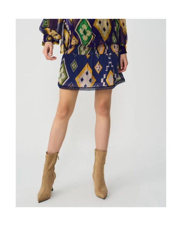 Cuplé Falda Cintura Fruncida Textil Geometrico Azul^Mujer Faldas