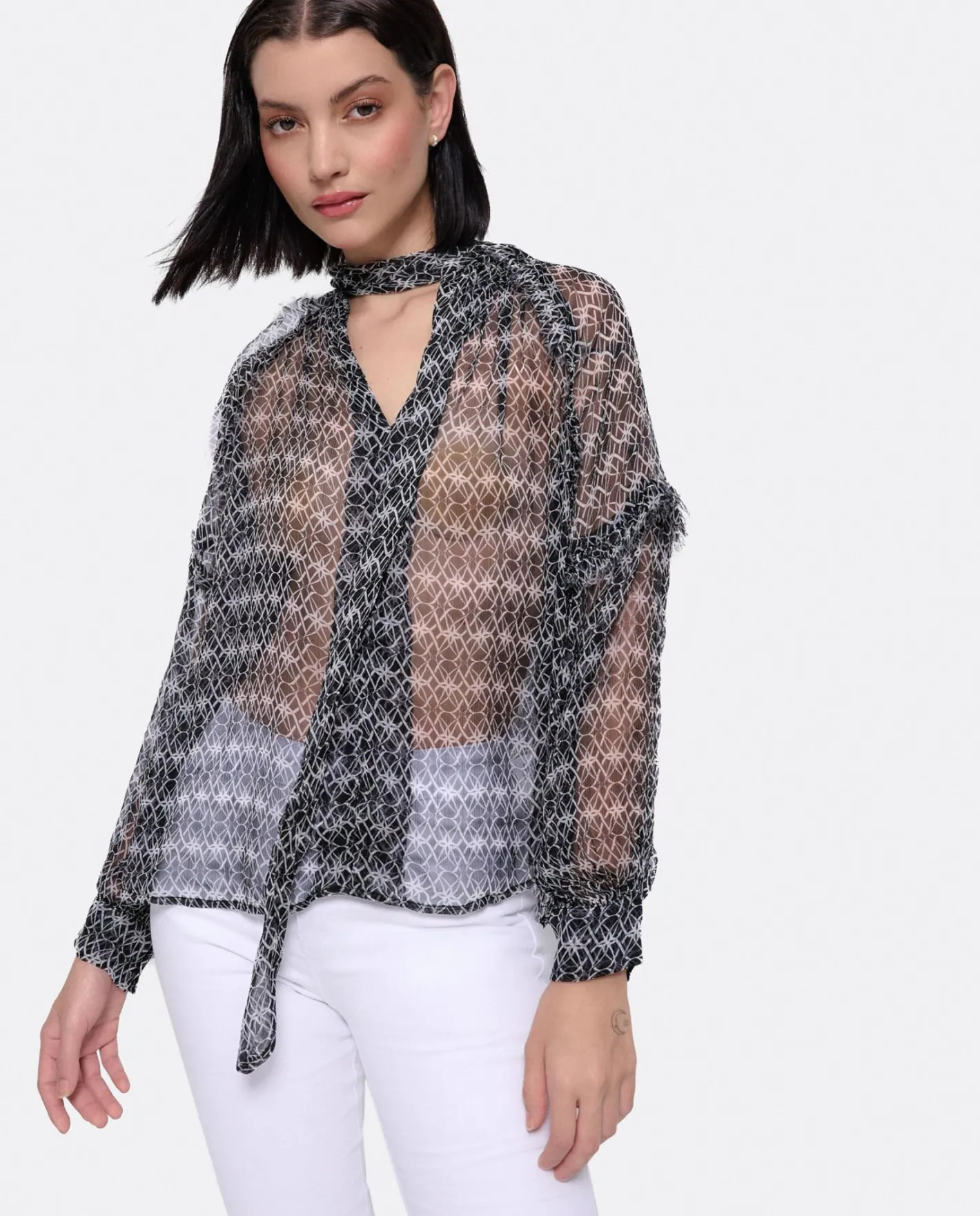 Cuplé Maxiblusa Romantica Gasa Monogram^Mujer Camisas Y Tops