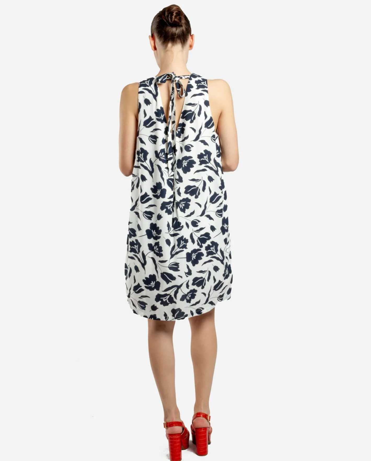 Cuplé Mini Vestido Escote Pliegues Viscosa Estampado Flo^Mujer Vestidos