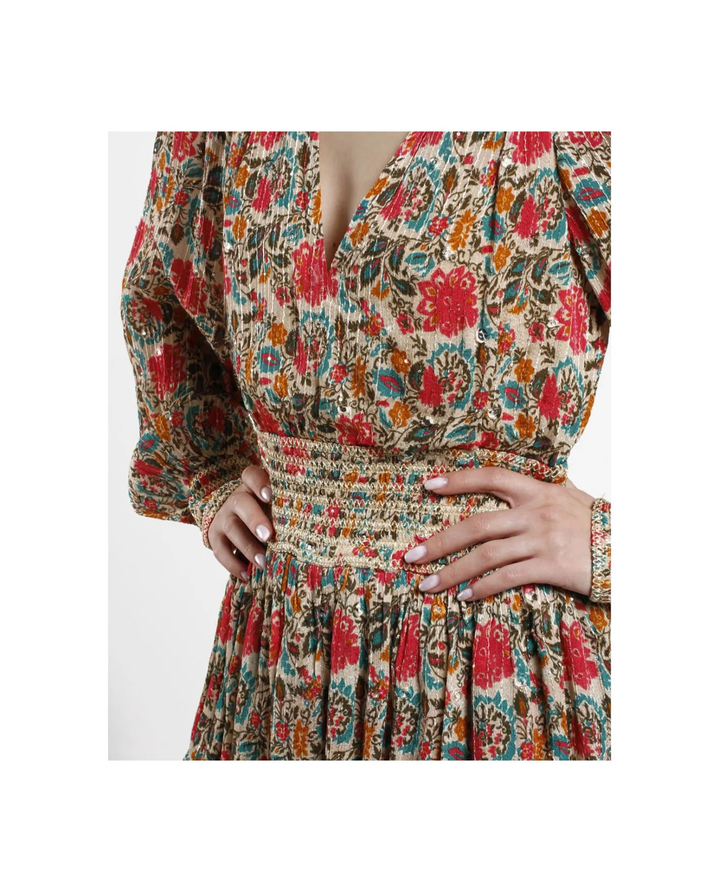 Cuplé Mini Vestido Volantes Gasa Estampado Flores^Mujer Vestidos