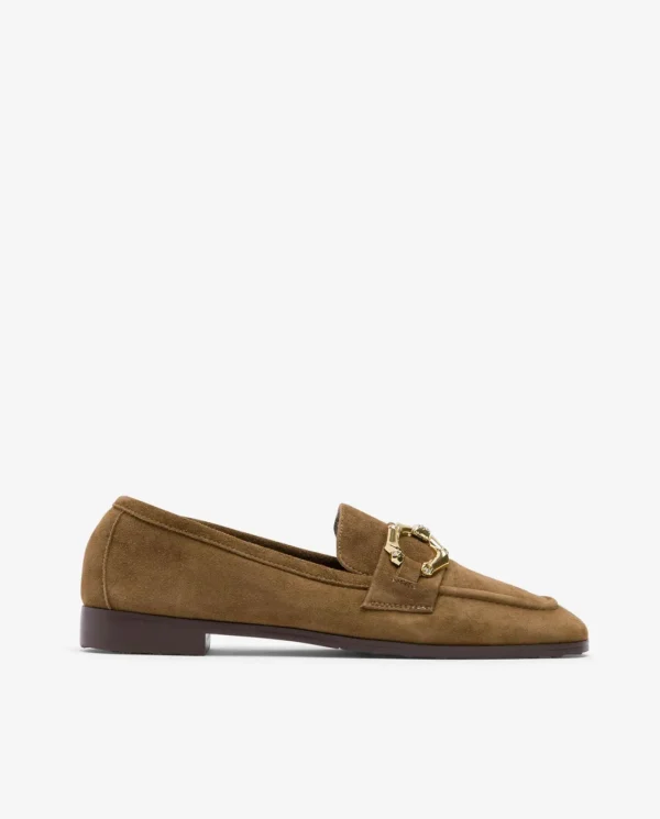 Cuplé Mocasin Hebilla Ante Marron^Mujer Mocasines Y Bailarinas