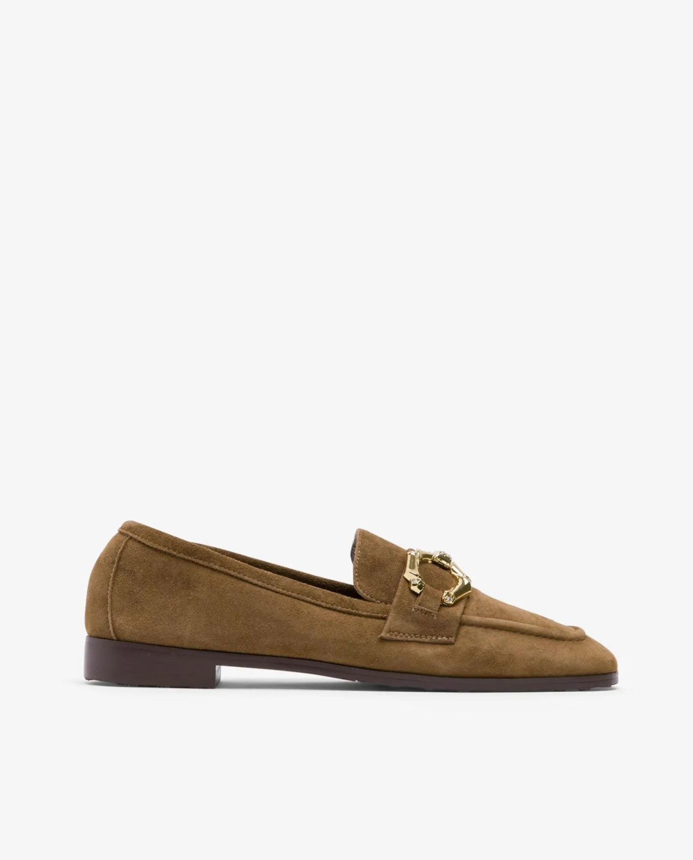 Cuplé Mocasin Hebilla Ante Marron^Mujer Mocasines Y Bailarinas