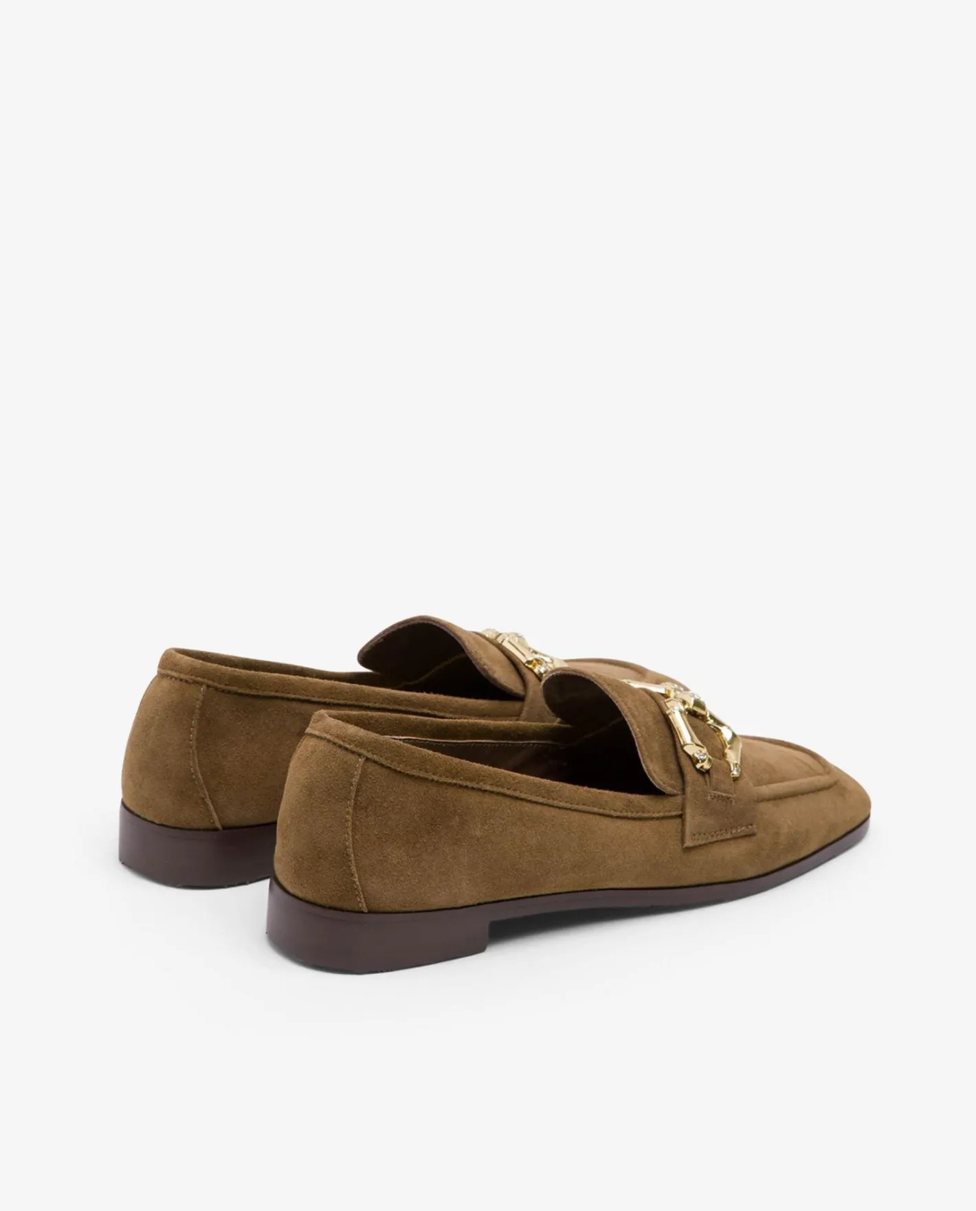Cuplé Mocasin Hebilla Ante Marron^Mujer Mocasines Y Bailarinas
