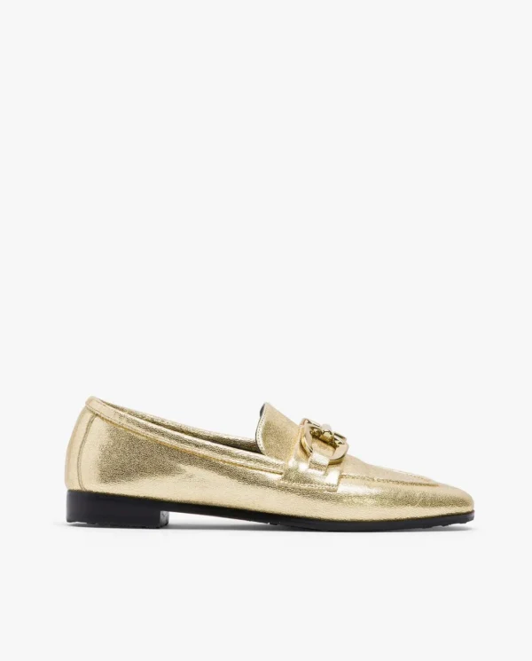 Cuplé Mocasin Hebilla Lame Metalizado Oro^Mujer Mocasines Y Bailarinas