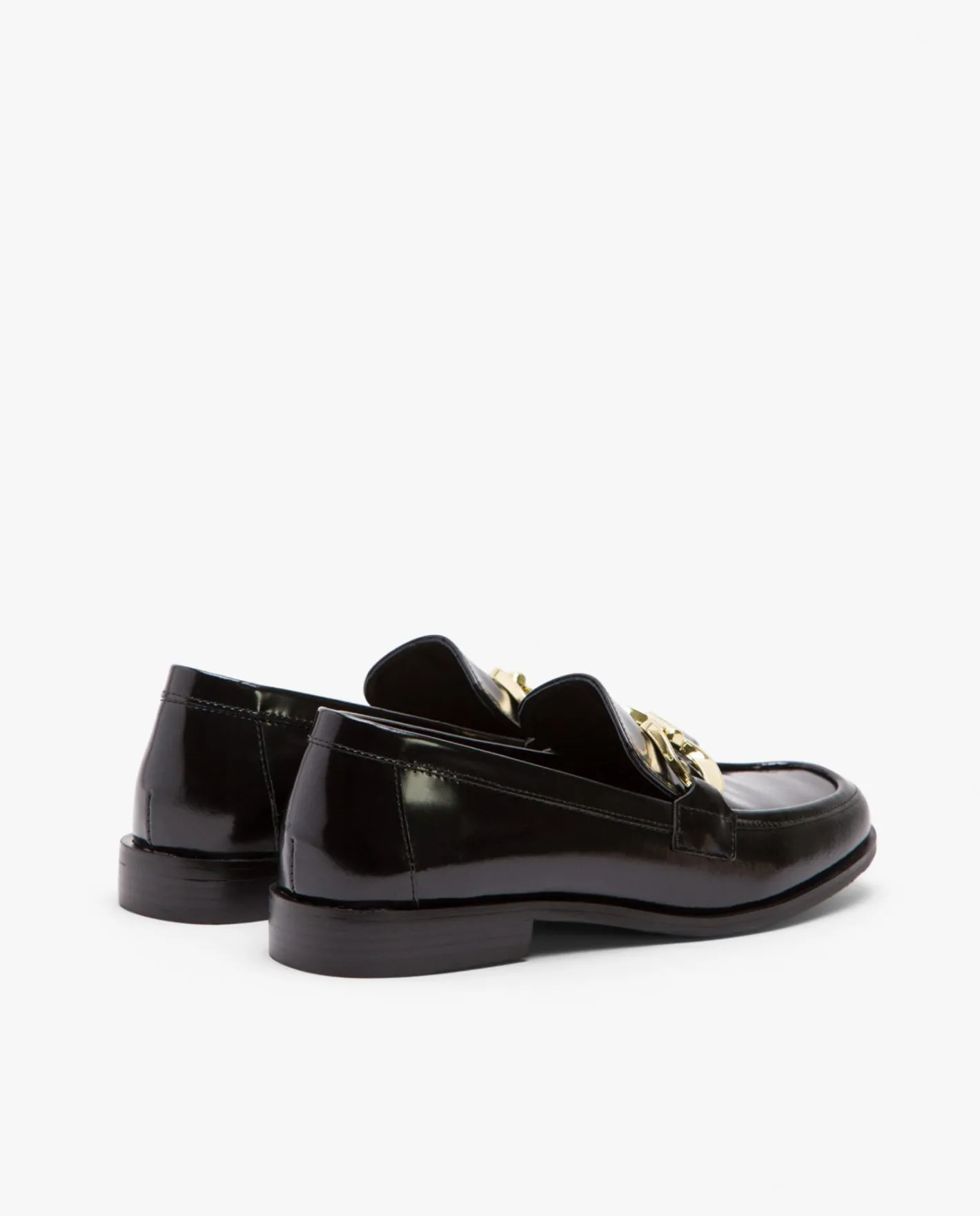 Cuplé Mocasin Plano Charol Piel Negro^Mujer Mocasines Y Bailarinas