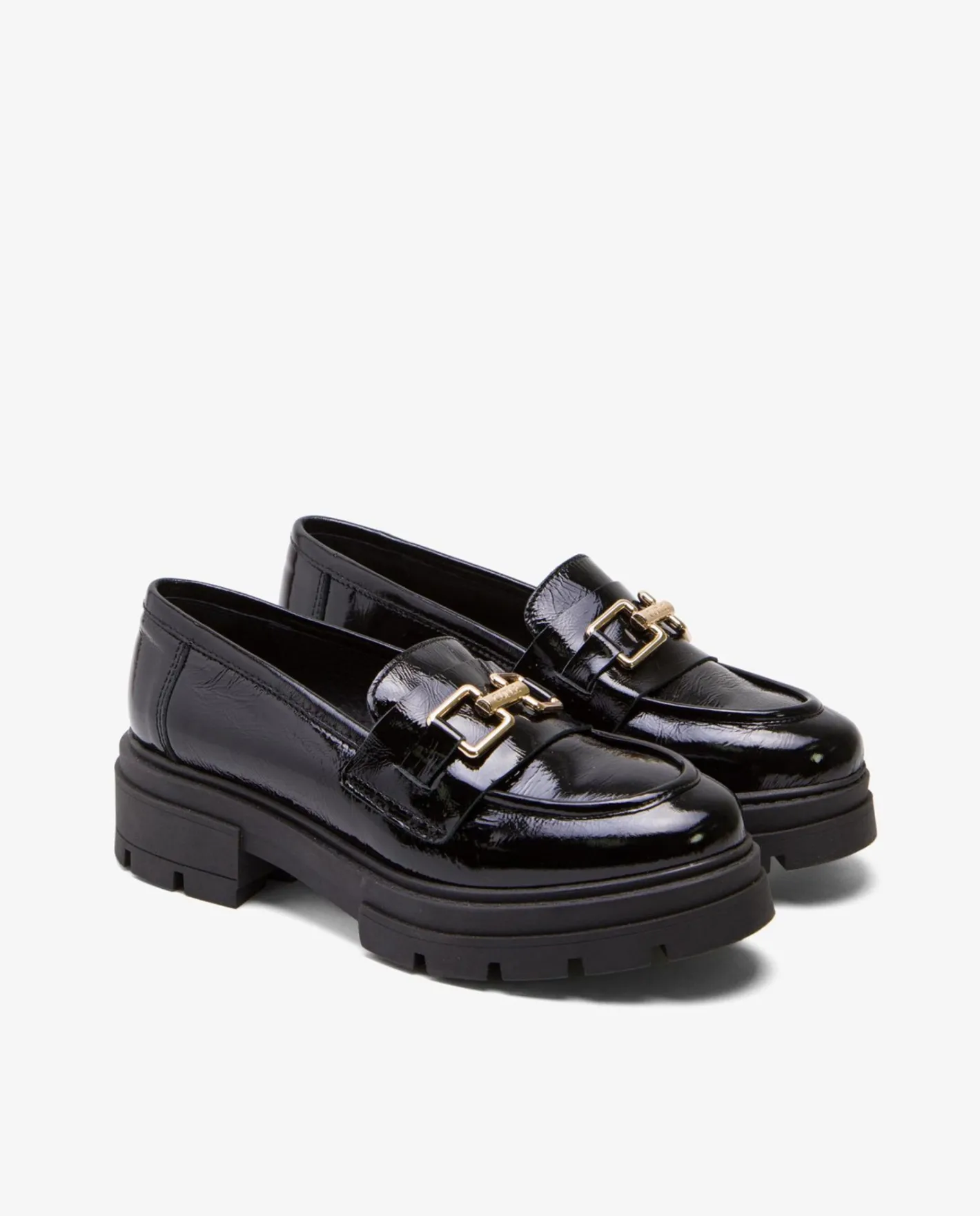 Cuplé Mocasin Trabilla Charol Piel Negro^Mujer Mocasines Y Bailarinas
