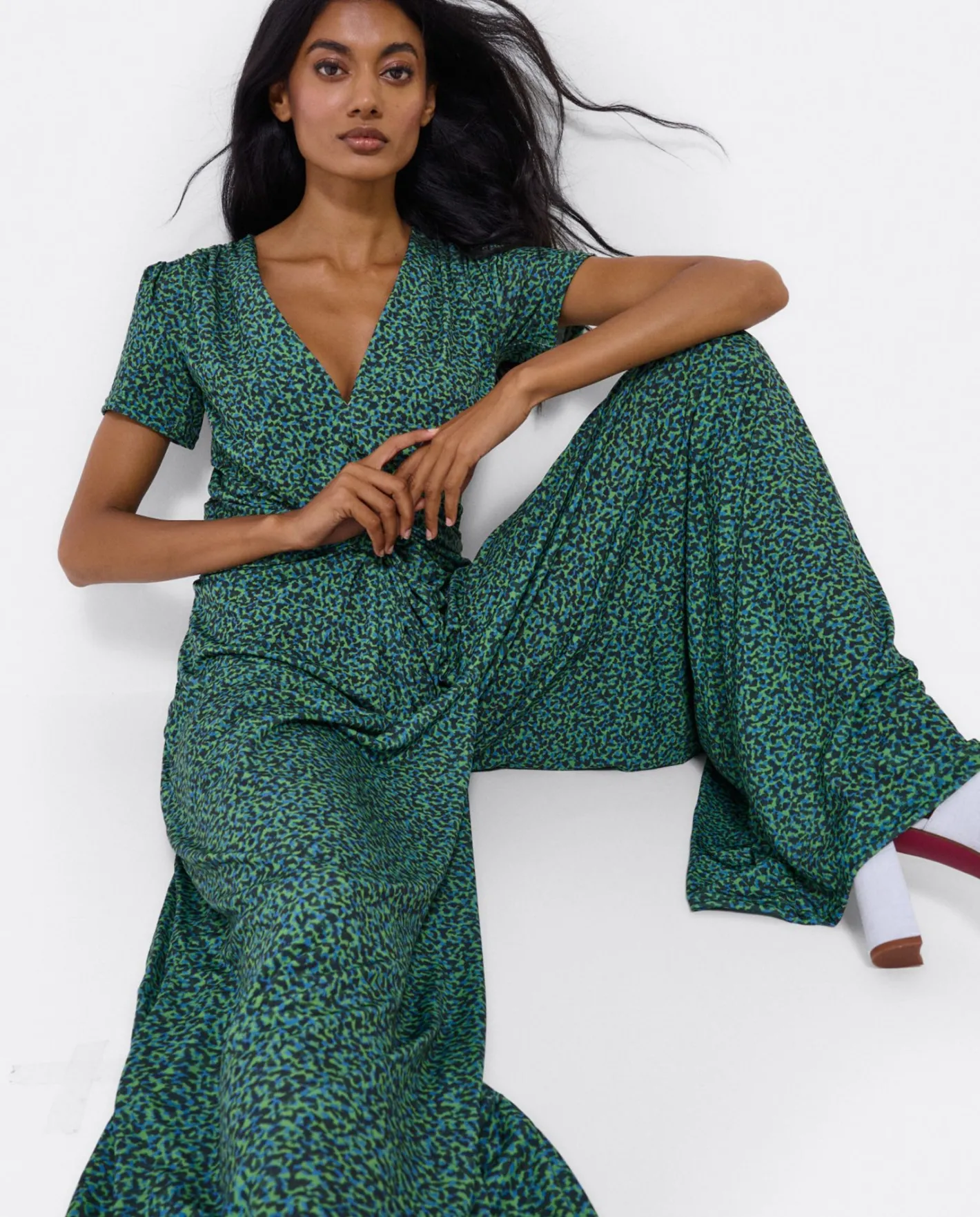Cuplé Mono Nudo Punto Leopardo Verde^Mujer Monos