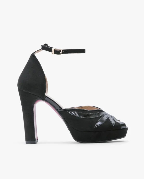 Cuplé Pala Talon Peep Toe Ultrasuede Negro^Mujer Sandalias