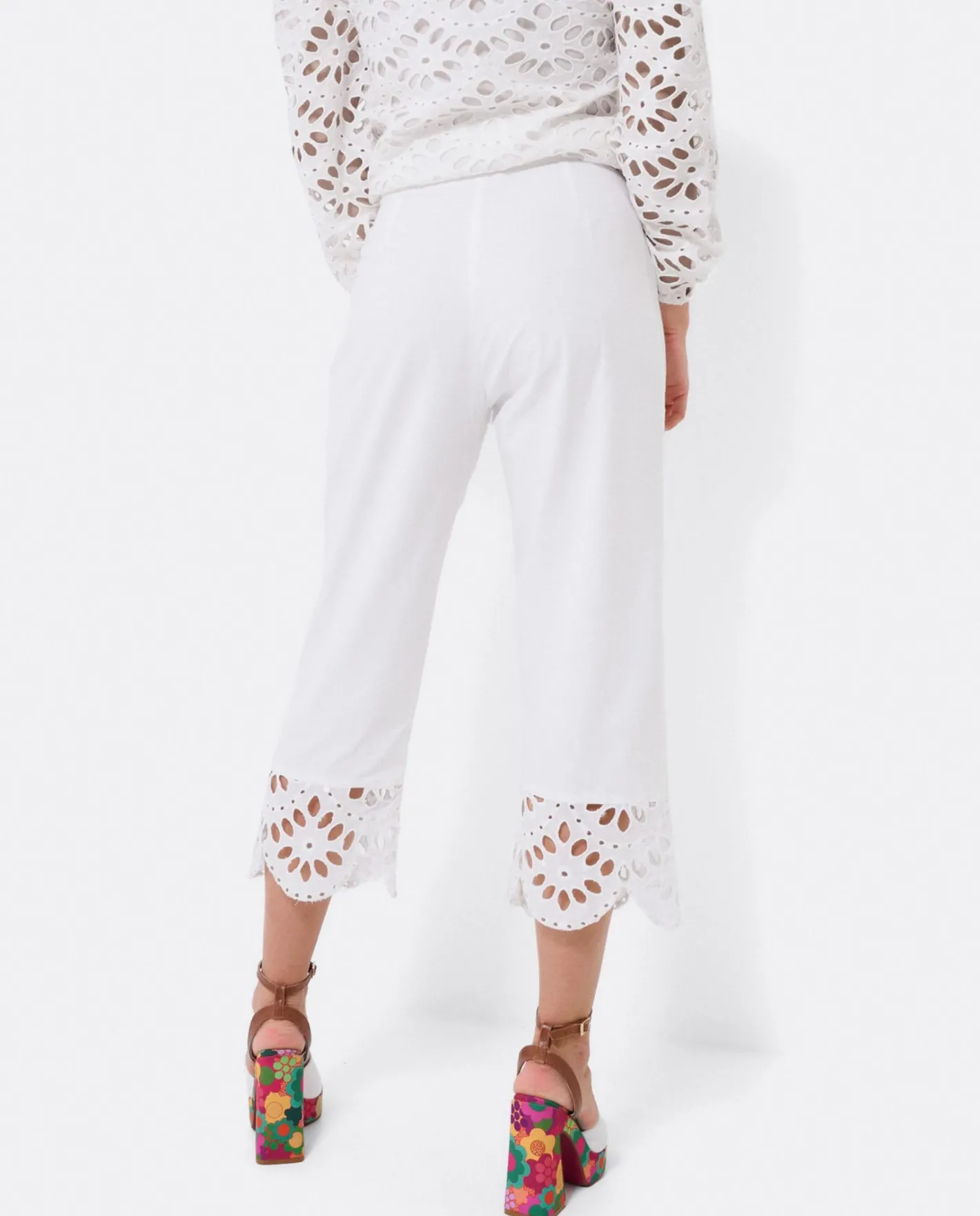 Cuplé Pantalon Bajo Guipur Algodon Blanco^Mujer Pantalones