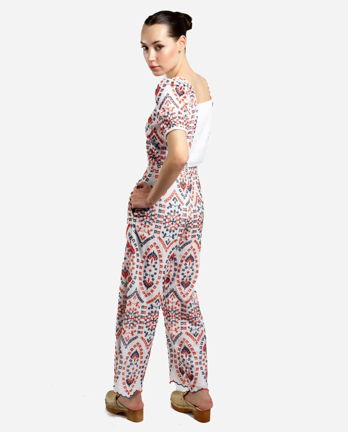 Cuplé Pantalon Bordado Algodon Multicolor^Mujer Pantalones